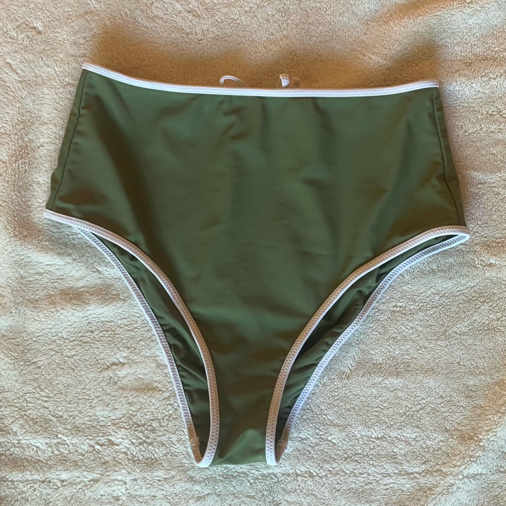 Aerie Olive High Waist Retro Swim Bottoms